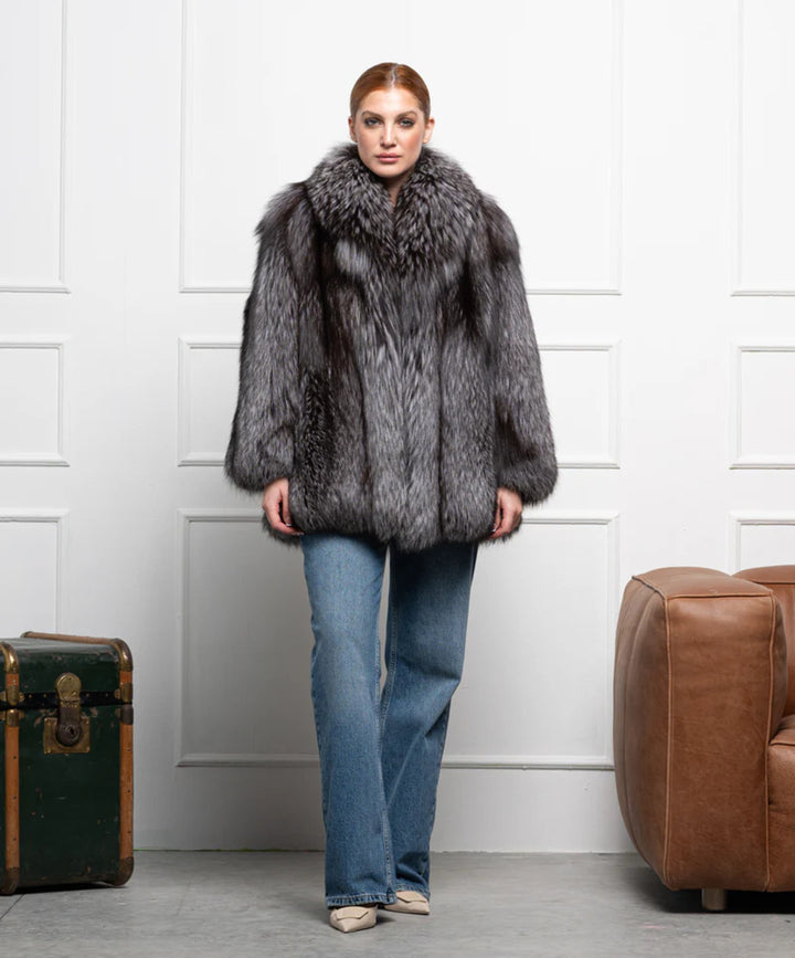 Women’s Silver Fox Fur Coat