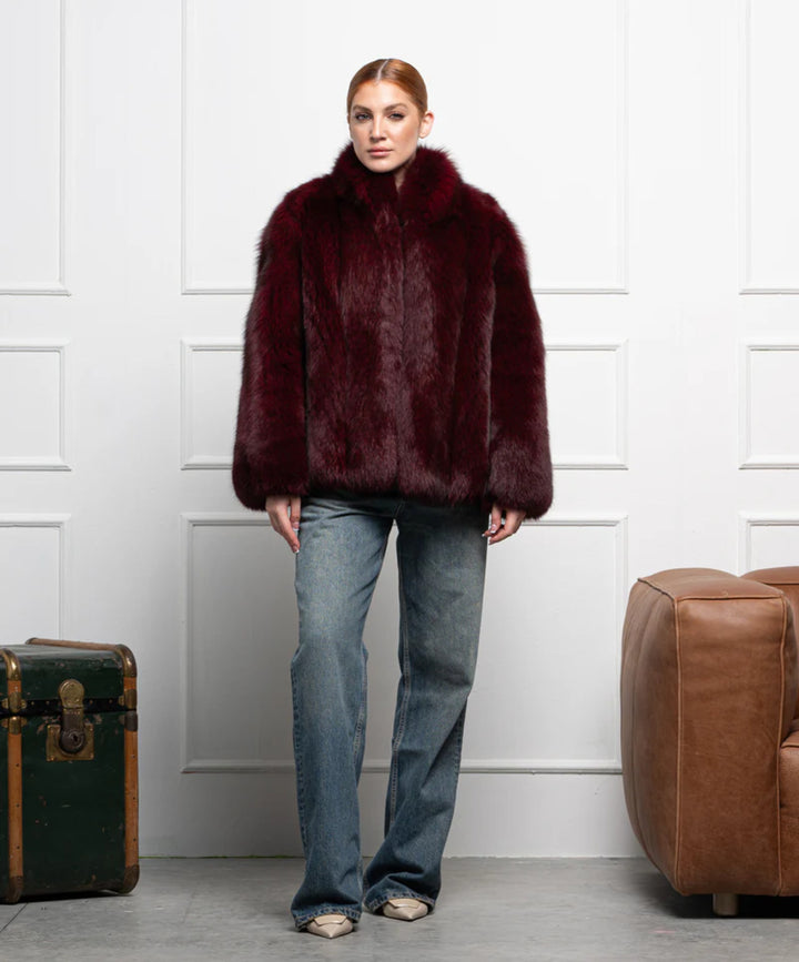 Women’s Burgundy Fox Fur Coat