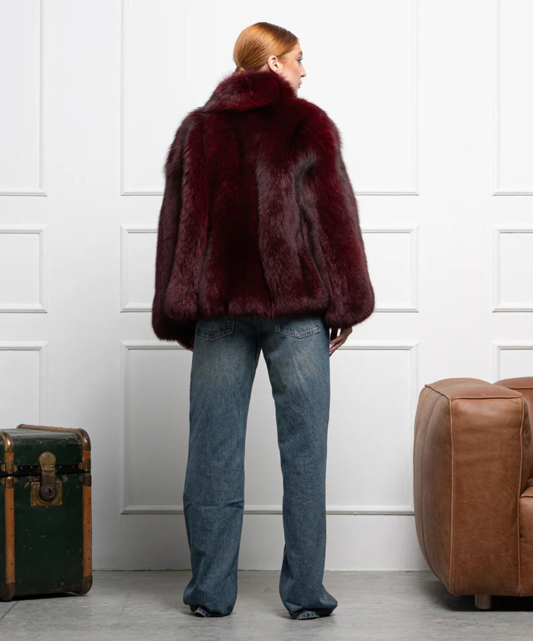 Women’s Burgundy Fox Fur Coat