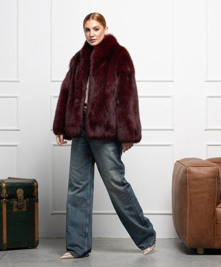 Women’s Burgundy Fox Fur Coat