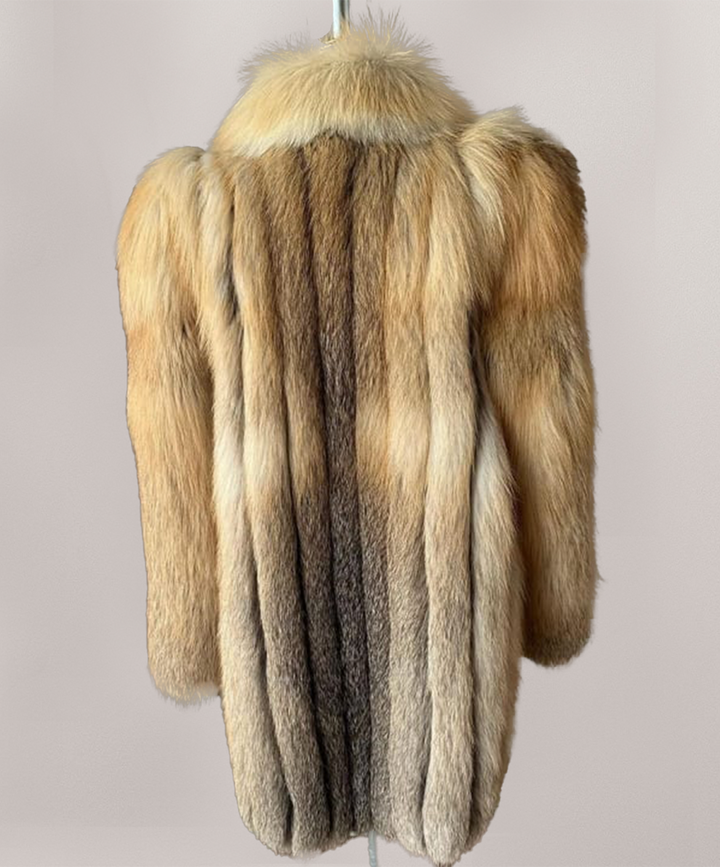 Saga Fox Women's Elegant Golden Fox Fur Coat