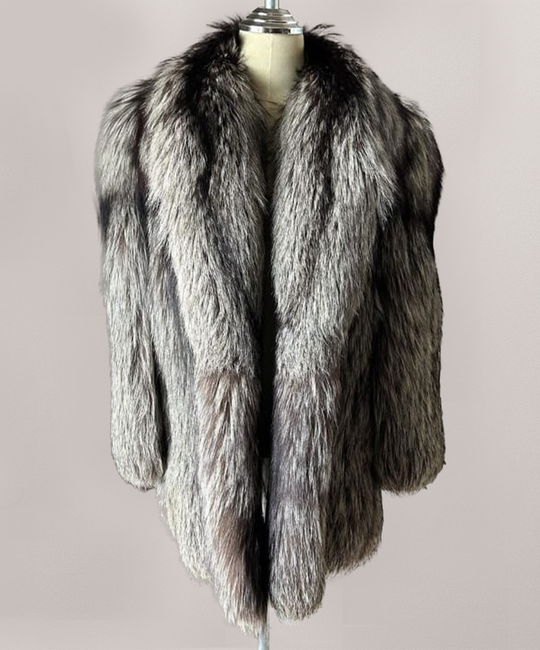 Saga Fox Women's Silver Dense Fox Fur Coat