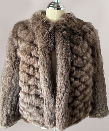Saga Fox Women's Walnut Brown Fox Fur Jacket