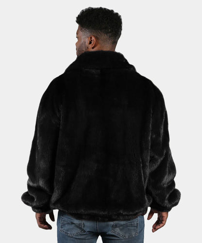 Ranch Black Mink Fur Bomber Jacket