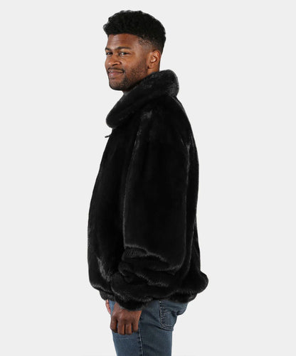 Ranch Black Mink Fur Bomber Jacket