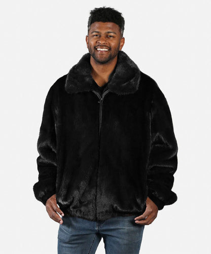 Ranch Black Mink Fur Bomber Jacket