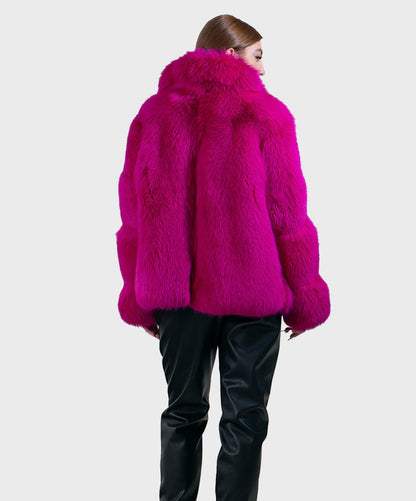 Magentafarbene Fuchsjacke für Damen