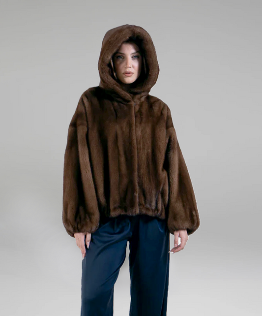 Hooded Mink Fur Jacket