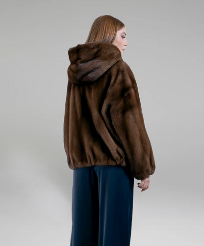 Hooded Mink Fur Jacket