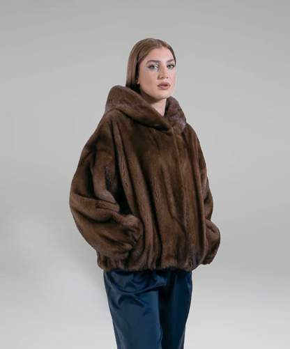 Hooded Mink Fur Jacket