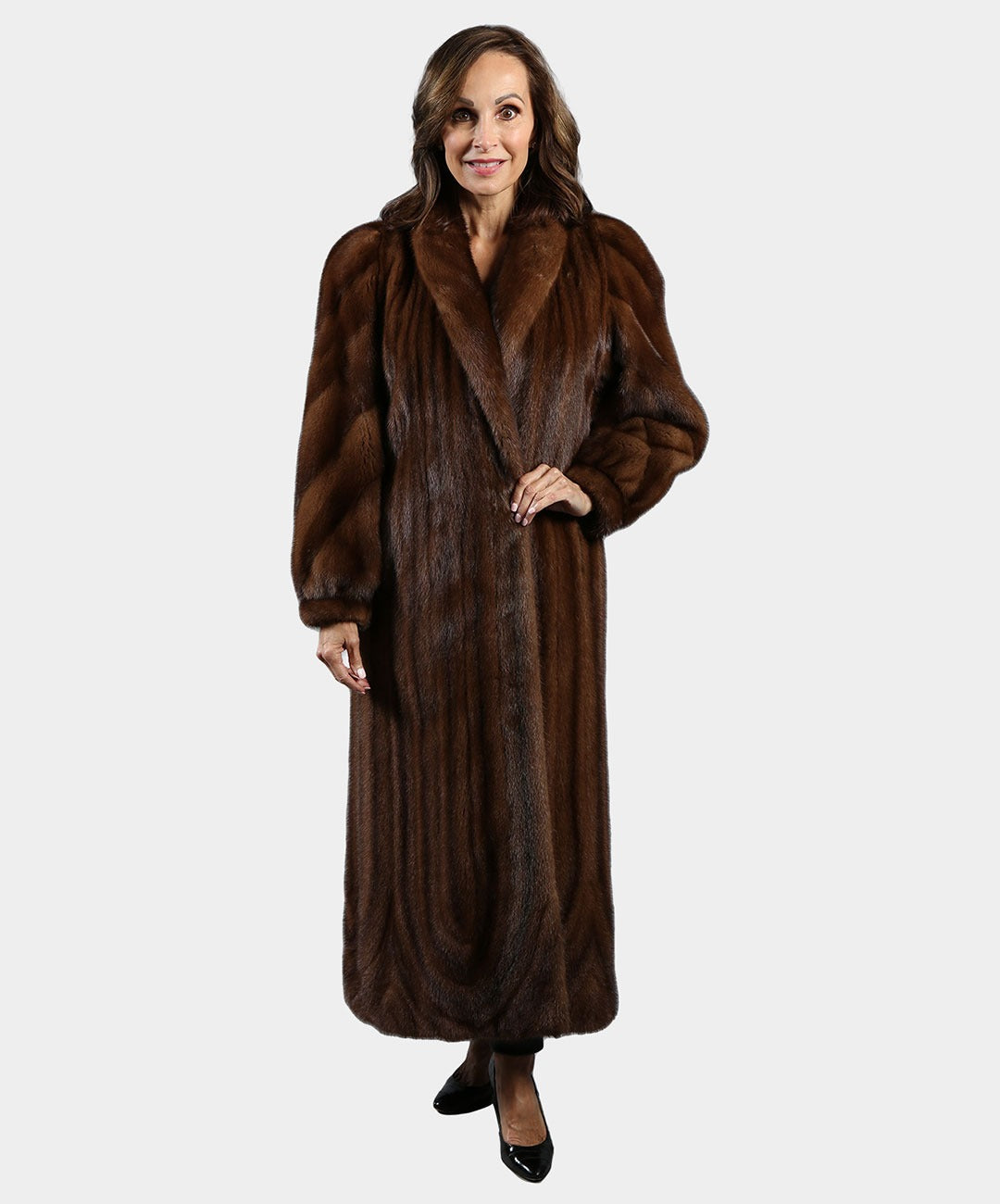 Women's Demi Buff Directional Mink Fur Coat