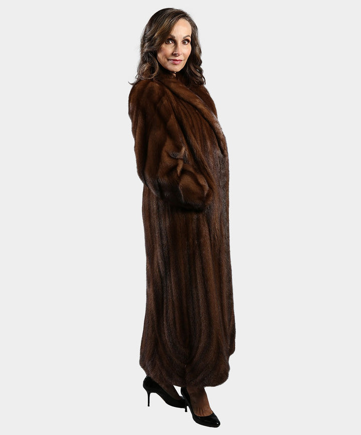 Women's Demi Buff Directional Mink Fur Coat