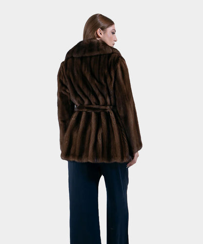Nerzmantel mit Kapuze für Damen