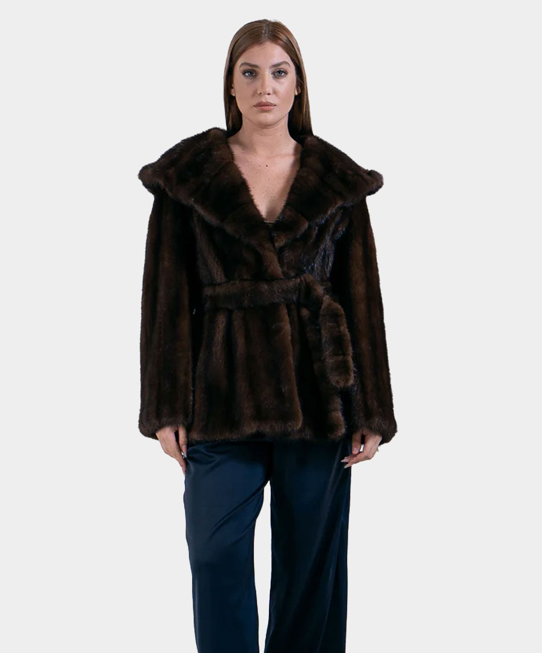Nerzmantel mit Kapuze für Damen
