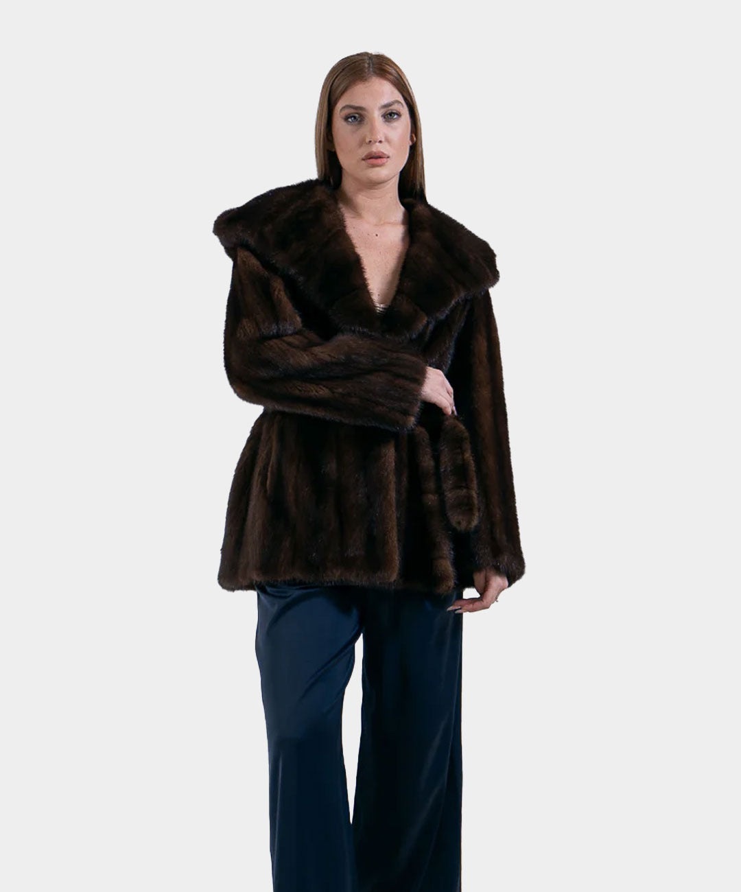 Nerzmantel mit Kapuze für Damen