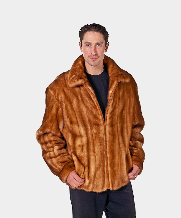 Men’s Whiskey Mink Bomber Jacket