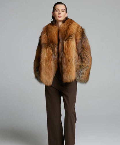 Damen Winter Noir Fuchspelzmantel