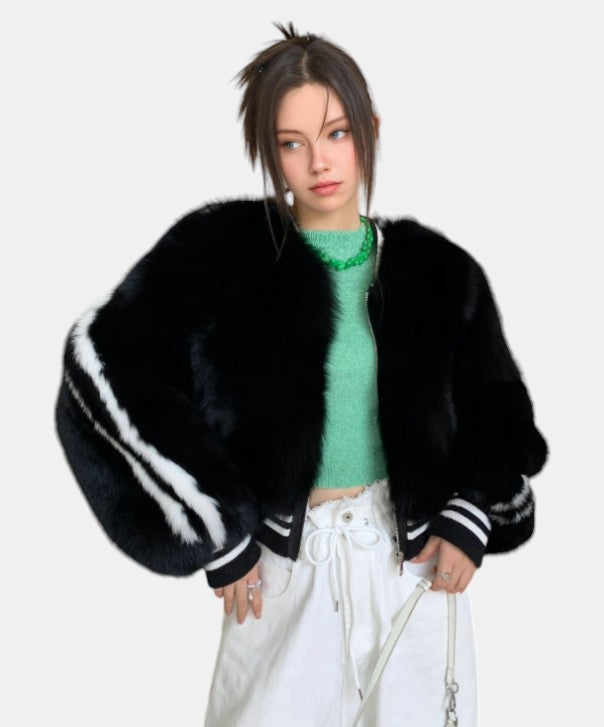 Women's Brooklyn Fox Fur Bomber Jacket