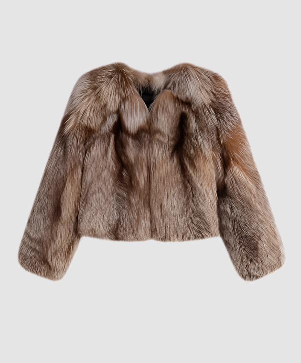 Women's Brown Dyed Silver Fox Fur Jacket