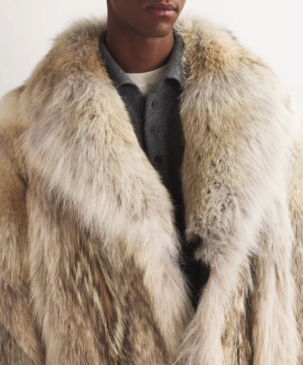 Men's Coyote Long Fur Coat