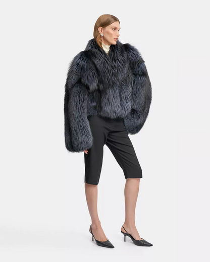 Midnight Blue Fox Fur Jacket