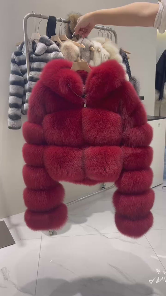 Hooded Bolero Fox Fur Jacket