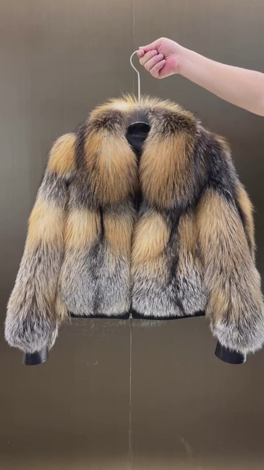 Cross Fox Fur Bomber Jacket