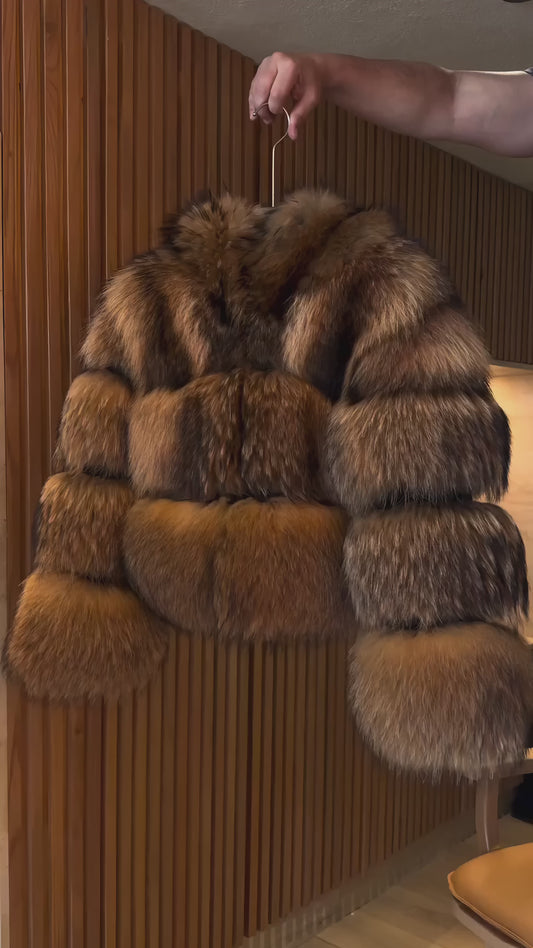 Raccoon Fur Hooded Bolero Jacket