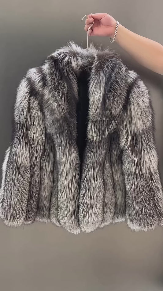 Luna Silver Fox Fur Coat