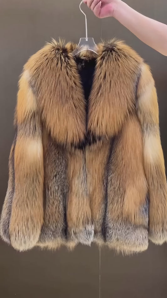 Scarlet Ember Fox Fur Coat