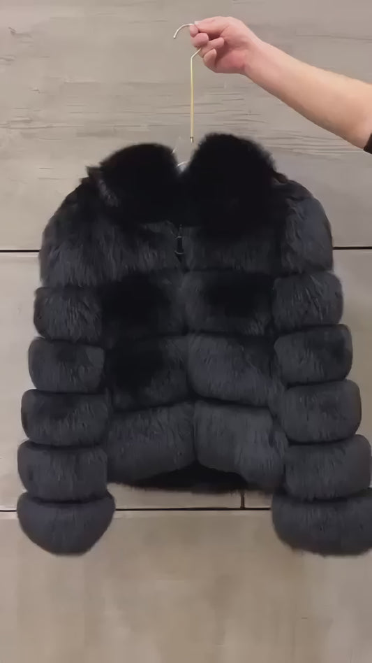 Hooded Bolero Fox Fur Jacket