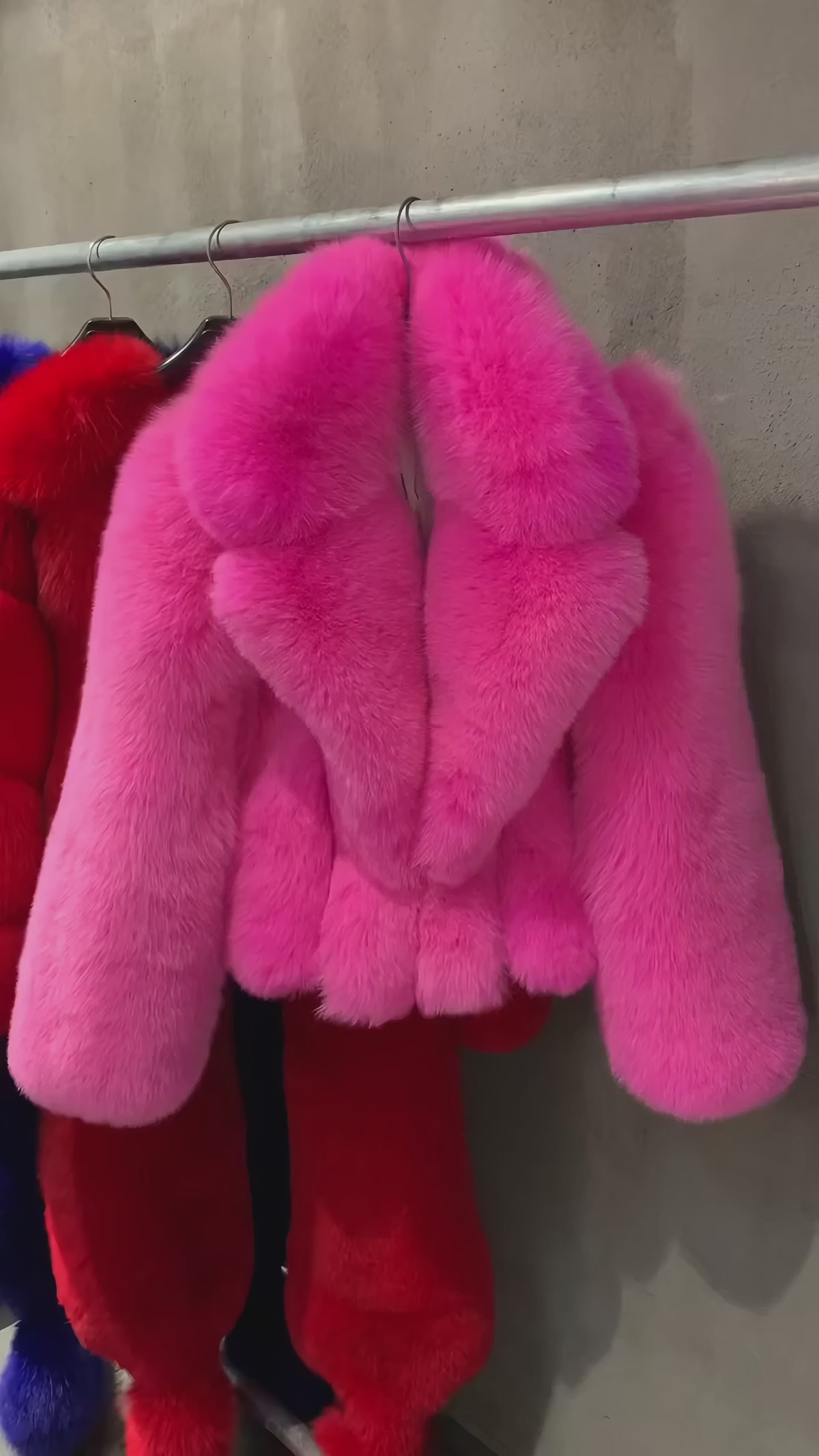 Lapel Collared Fox Fur Coat