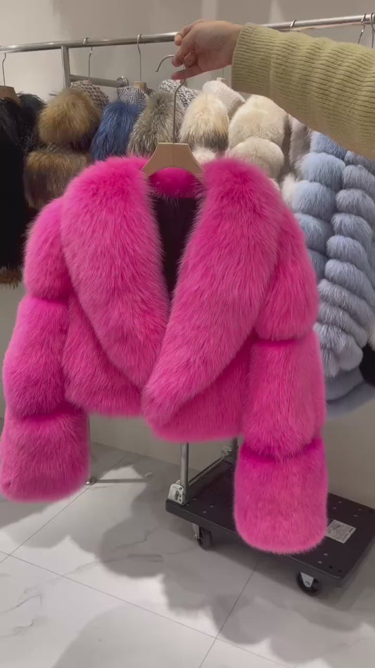 Shawl Collar Fox Fur Coat