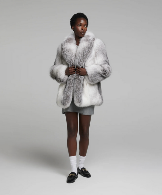 Damen Winter Noir Fuchspelzmantel