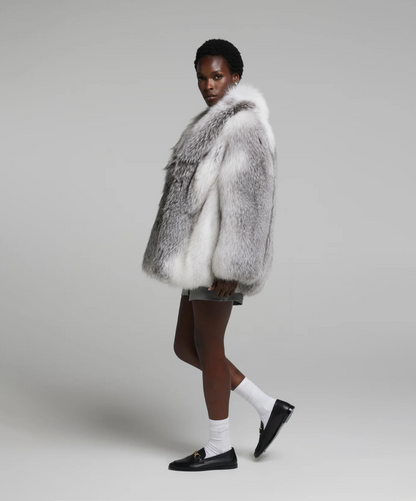 Damen Winter Noir Fuchspelzmantel