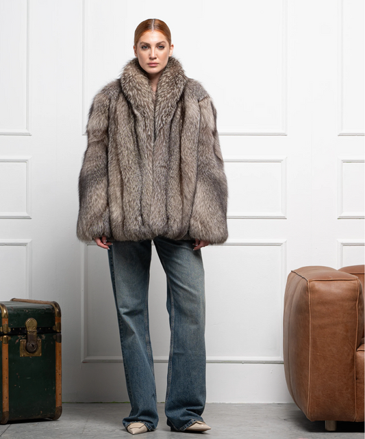 Damen Winter Noir Fuchspelzmantel