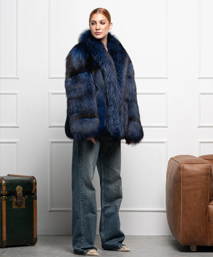 Damen Winter Noir Fuchspelzmantel