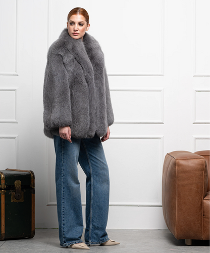 Damen Winter Noir Fuchspelzmantel