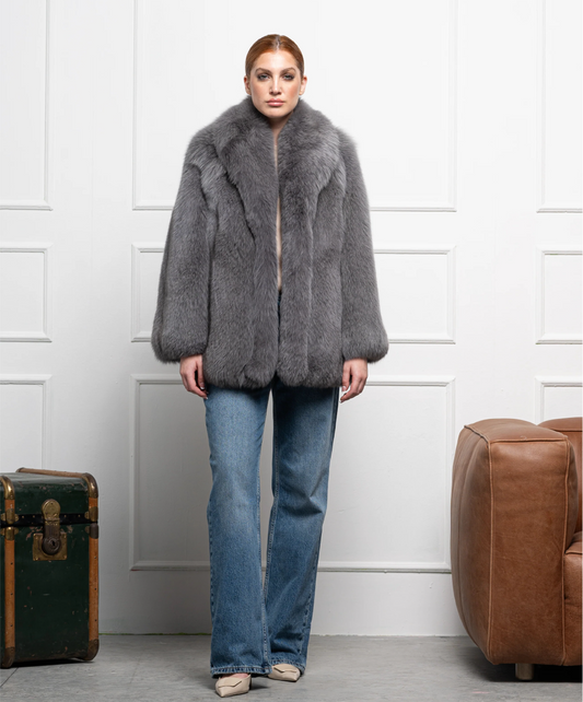 Damen Winter Noir Fuchspelzmantel