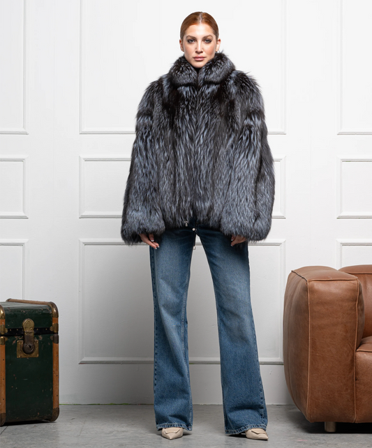 Silver Grace Fox Fur Coat