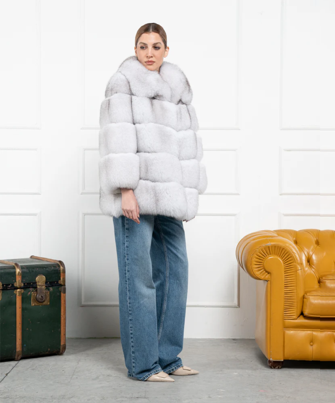 Damen Winter Noir Fuchspelzmantel