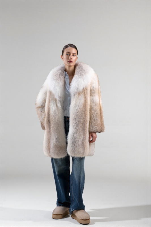 Damen Winter Noir Fuchspelzmantel