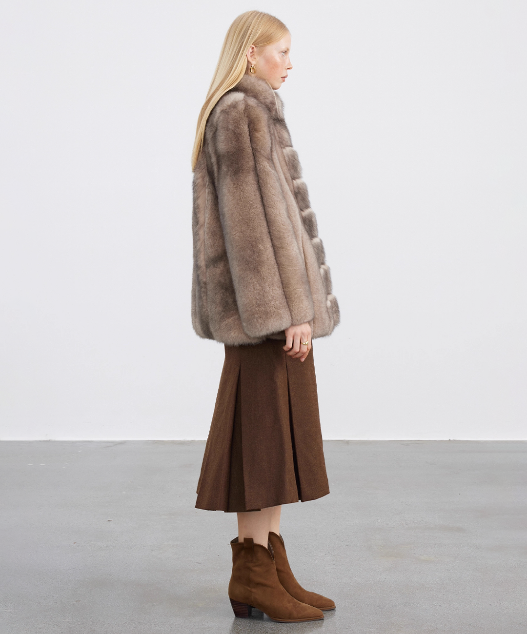 Taupe Fox Fur Coat