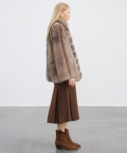 Taupe Fox Fur Coat