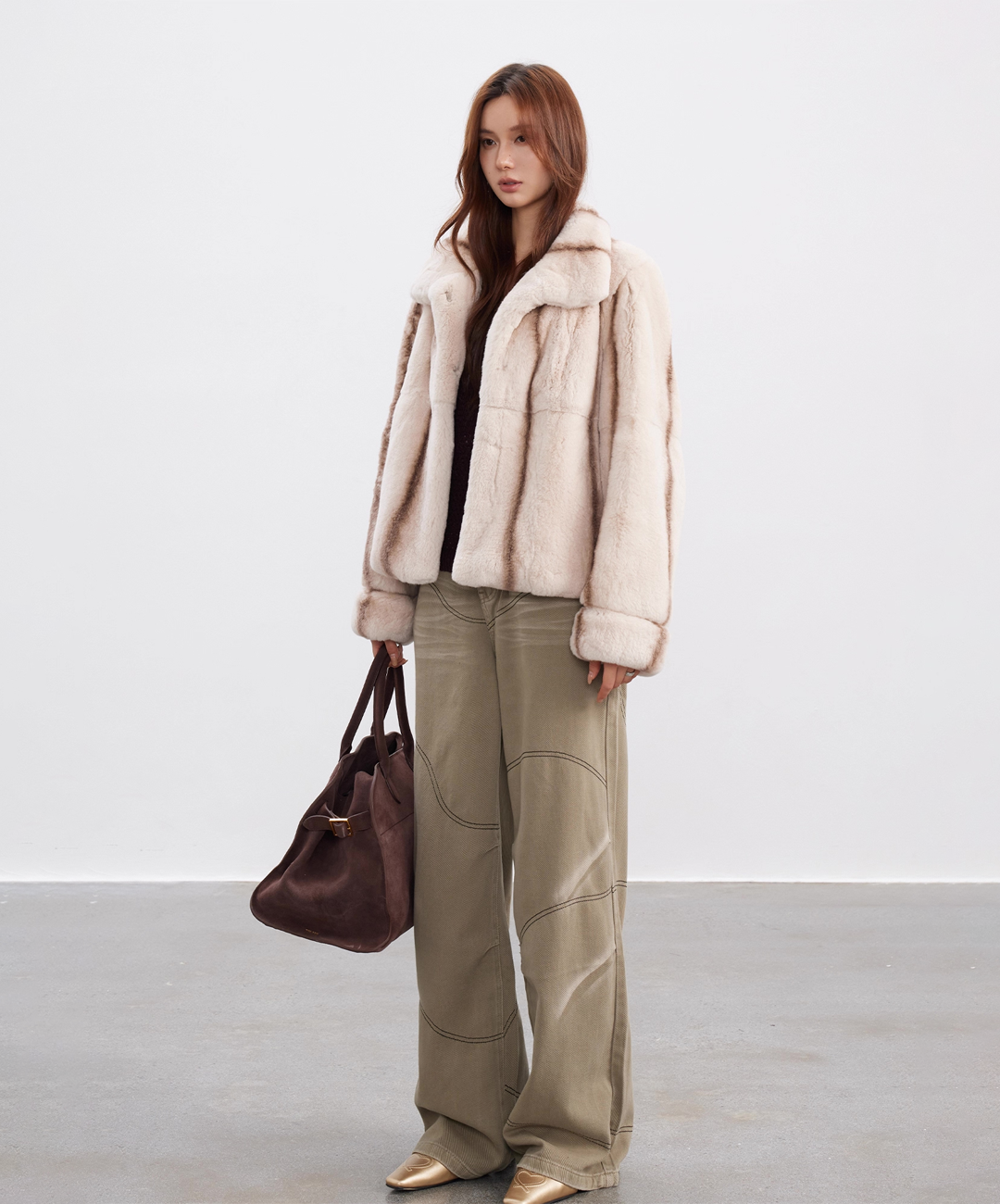Damen Winter Noir Fuchspelzmantel