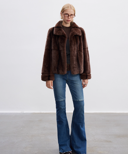 Chocolate Brown Rabbit Fur Jacket