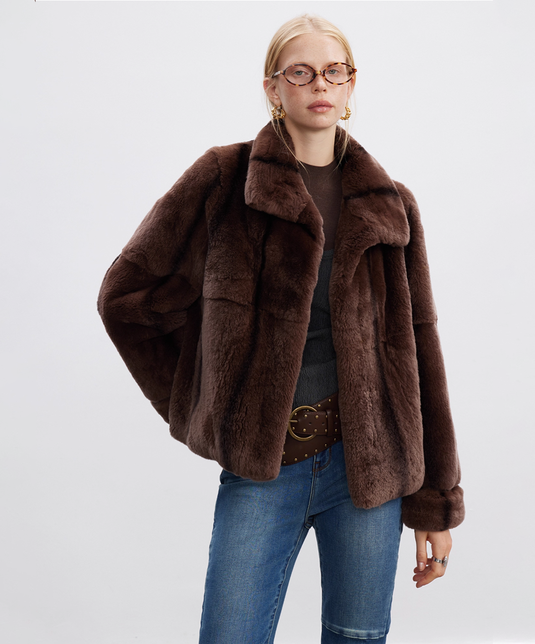 Chocolate Brown Rabbit Fur Jacket