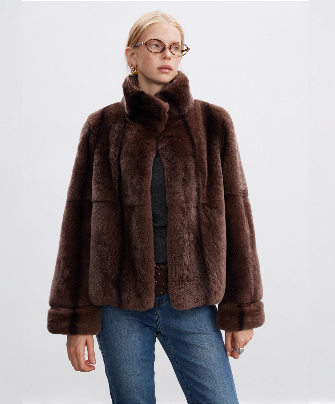 Chocolate Brown Rabbit Fur Jacket