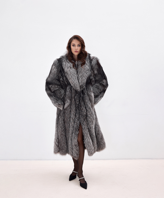Damen Winter Noir Fuchspelzmantel