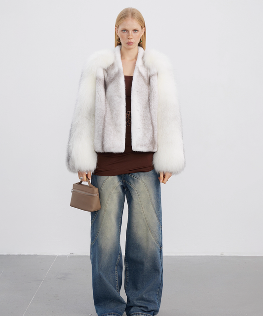 Arctic Fox & Cross Mink Fur Jacket
